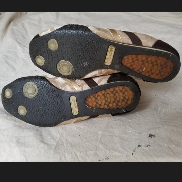 Coach Joss Signature Sued Sneakers Gold & Brown Size 9M - Picture 14 of 15